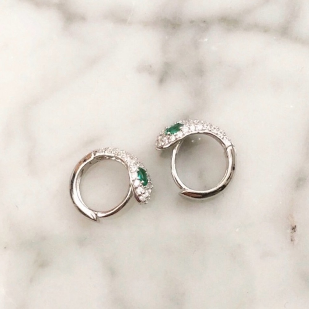 CZ Pave MIni Snake Hoop Earrings